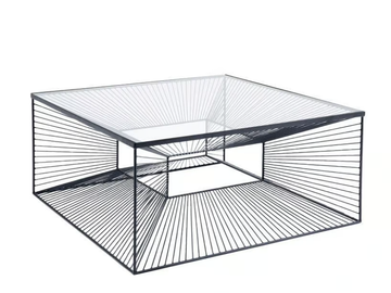 DIMENSION - Square glass and steel coffee table by KARE Design - view 2